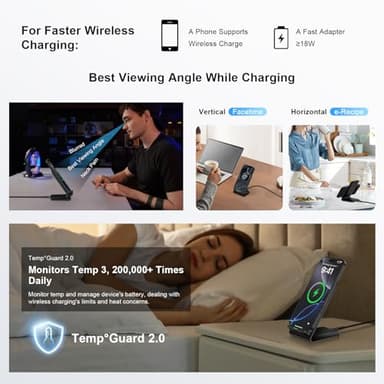 Samsung S25 Fast Wireless Charger Stand,15W Cordless Wireless Charging Station with 18W Adapter for Samsung Galaxy S25/S24 Ultra/S23 FE/S22/S21/iPhone 17 Pro Max 16 15 14/Google Pixel 10 Pro - Image 5