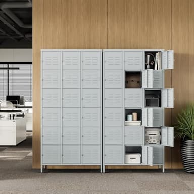Letaya Metal Lockers for Employees-18 Door Storage Locker with Shelves and Lockable Steel Cabinet for School,Gym,Office,Staff (Grey, 18 Door) - Image 5