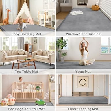 ILPEOD Baby Play Mat for Floor Tummy Time Mat Nursery Rug Muscle Mat Area Rug Playroom Rug Tatami Mat 6'7"x4'11" Memory Foam 1.3" Thick Crawling Mat for Babies,Toddlers, Infants, Kids,Floor Mat(Grey) - Image 7