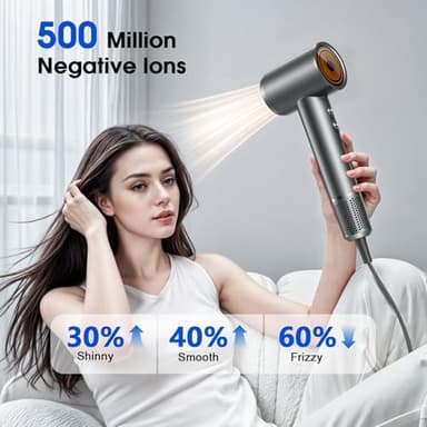 Hair Dryer, Professional Ionic Hair Dryer for Fast Drying, High Speed Hair Blow Dryer with Diffuser for Home Salon Travel, Constant Temperature Hair Care Without Hair Damage - Image 3