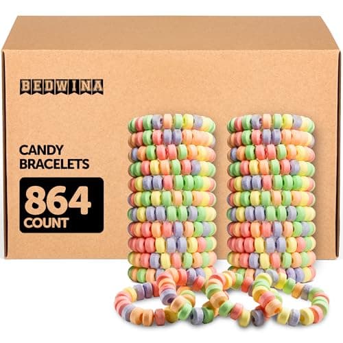 Candy Bracelets - Bulk Case 864 Pcs, Individually Wrapped - 2.5 Inch Candy Jewelry Bracelets, Stretchable, Edible, Colorful Fruit Flavor Rainbow Candies for Novelty Party Favor Supplies & Goodie Bags - Image 1
