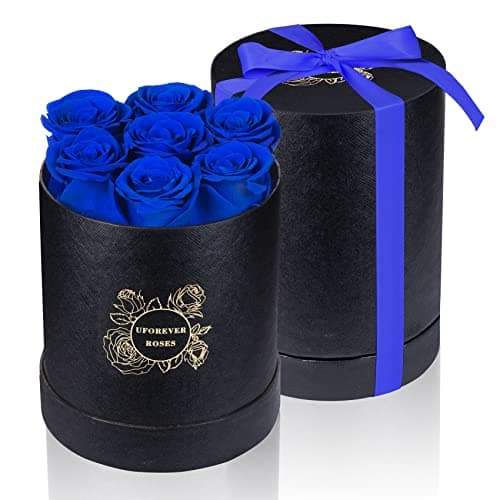 7-Piece Preserved Roses in a Box, Preserved Flowers Gifts for Women, Mothers Day Flowers (Royal Blue) - Image 1