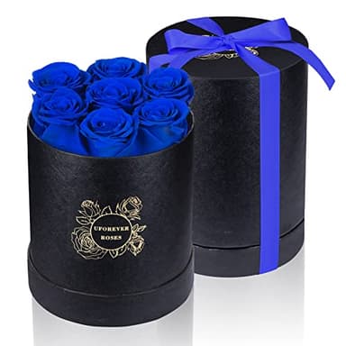 7-Piece Preserved Roses in a Box, Preserved Flowers Gifts for Women, Mothers Day Flowers (Royal Blue) - Image 1
