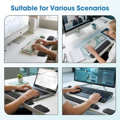 MEKASS Ergonomic Wrist Rest for Keyboard and Mouse, Soft Memory Foam Keyboard Wrist Rest Set with Non-Slip Silicone Base, Easy Typing, Pain Relief, Comfort for Office, Work, Gaming (Classic Black) - Image 7