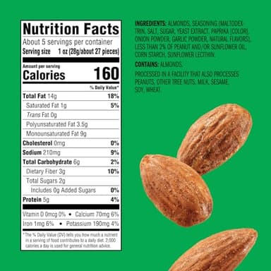 Emerald Nuts Dry Roasted Almonds (1-Pack) | 5 Oz Resealable Bag | Plant-Based Protein, Kosher Certified, Non-GMO | Contains No Artificial Preservatives, Flavors or Synthetic Colors - Image 2