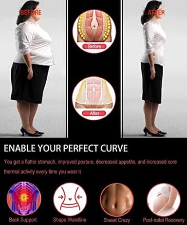 HOPLYNN Neoprene Sweat Waist Trainer Corset Trimmer Shaper Belt for Women, Workout Plus Size Waist Cincher Stomach Wraps Bands Black Medium - Image 3