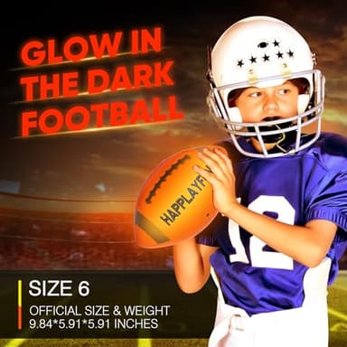Light Up Football Gifts for Boys 8-12: LED Youth Glow in the Dark Footballs Size 6 Kids Games Cool Toys 8-13, Sports and Outdoor Birthday Gifts for 6 7 9 10 11 12 13 Year Old Boy Girl Teens - Image 2