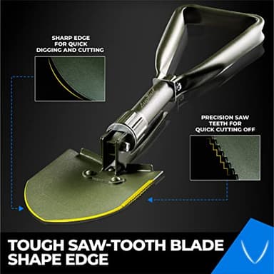 18'' Military Folding Camping Shovel, Offroad Survival High Carbon Steel Shovel (Olive) AugTouf by toolant - Image 3