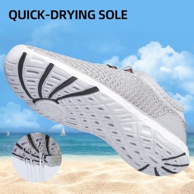 DOUSSPRT Women's Water Shoes Quick Drying Sports Aqua Shoes Grey Size 8.5 - Image 3