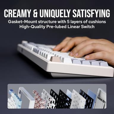 EPOMAKER Galaxy100 QMK/VIA Wireless Gaming Keyboard, Aluminum Shell, Bluetooth/2.4Ghz/USB-C, Pre-Lubed Hot-Swappable Linear Switches, NKRO, RGB Backlit (Creamy White, Marble White Switch) - Image 7
