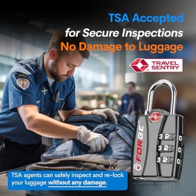 Forge TSA Luggage Combination Lock - Open Alert Indicator, Easy Read Dials, Alloy Body- Ideal for Travel, Lockers, Bags (Black 4PK) - Image 2