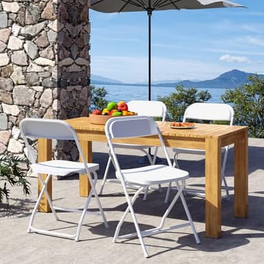 DUMOS 4 Pack Folding Chairs, Plastic Chairs with 330-Pound Capacity, Sturdy Metal Frame, Easy to Fold and Store, Comfortable for Indoor & Outdoor Use, Perfect for Home, Office, and Parties, White - Image 5