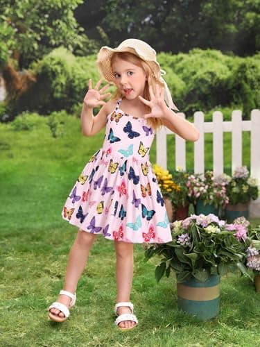 Girls Butterfly Summer Dress Bowknot Backless Sundress Birthday Dress Outfits for Baby Girls Sleeveless Casual Clothes 1-6T(1309-5T) - Image 4