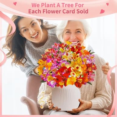 XTF2015 Birthday Cards with MUSIC & LIGHTS, 3D Pop Up Happy Birthday Cards, 12 Inch Life Sized Forever Flower Bouquet Greeting Card Gift for Women Mom Grandma - Image 5