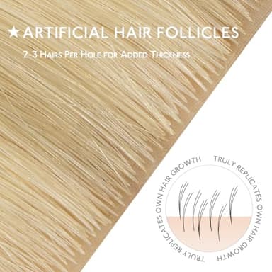 WENNALIFE Invisi Edge Tape in Hair Extensions Human Hair, 18 Inch 50g 20pcs Light Blonde Highlighted Golden Blonde Invisible Luxury Remy Hair Extensions Natural Seamless Injected Tape Ins Straight - Image 8