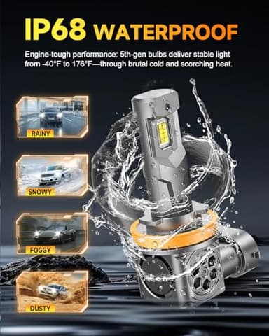 H11/H9/H8 LED Bulbs, [ 𝟓𝐭𝐡-𝐆𝐞𝐧 & 𝐁𝐫𝐢𝐠𝐡𝐭𝐞𝐬𝐭 ] 𝟕𝟎,𝟎𝟎𝟎𝐋𝐌 𝟏𝟐𝟎𝟎% Brighter, Real 1:1 Mini Size Design, 6500K Cool White H11 Fog Bulbs, Plug and Play, CANbus Ready, Pack of 2 - Image 8