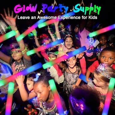 wellent 64 Pack Foam Glow Sticks, Bulk LED Foam Sticks, Foam Light Up Sticks with 3 Mode Colorful Flashing, Glow Party Supplies, Glow Sticks Bulk Party Pack for Wedding, Birthday, Concert, Halloween - Image 2