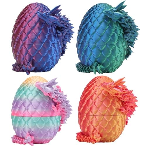 3D Printed Dragon Eggs with Dragon Inside – Fantasy Tabletop Decor, 3D Printing Toys for Kids & Adults – Unique Desktop Decoration & Collectible – Christmas Ornament & Stocking Stuffers (4 Pack) - Image 1