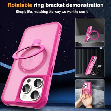 SKYLMW Compatible with iPhone 11 Pro Max Case with Invisible Magnetic O-Ring Stand Military-Grade Translucent Case for iPhone 11 ProMax 6.5" [Compatible with MagSafe][Great Grip Feeling], Rose - Image 2