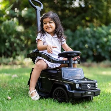 Best Ride On Cars 3 In 1 Mercedes G-Wagon Push Car for Toddlers 1 to 3 Years Old, Kids Outdoor Stroller with Music, Horn Sounds, and Handle, Realistic Driving Experience, Black - Image 7