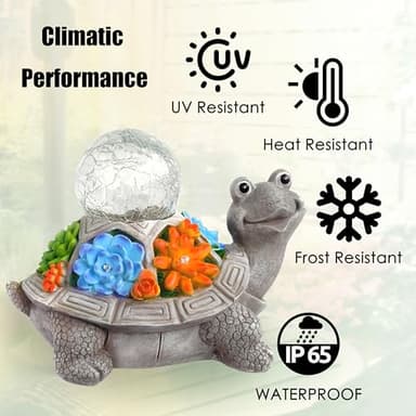 JOYBEE Solar Turtle Garden Statue Outdoor Decor-Turtle Solar Figurines Lights Decorations for Patio Yard Lawn Ornaments-Turtle Gifts for Birthday Easter Housewarming(Color) - Image 6