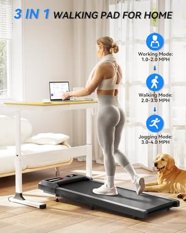 Walking Pad with 10% Incline, Walking Pad Treadmill 265lb Capacity, [Voice Control] Works with KINOMAP WELLFIT APP, 2.5HP Running Pad Small Treadmill for Home Office Apartment - Image 2
