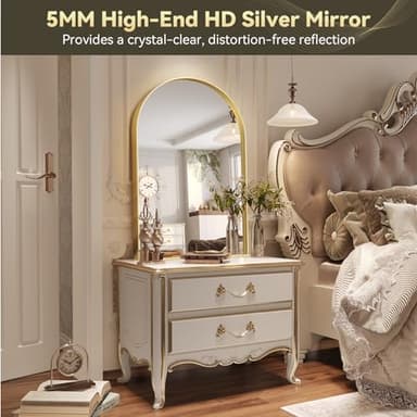 Brightify Arched Mirror, Arched Wall Mirror, 32 x 40 Inch Gold Arch Mirror, Metal Frame Gold Bathroom Mirror, Arched Top Bathroom Vanity Mirror for Living Room Bedroom Mantel Entryway Hallways - Image 3