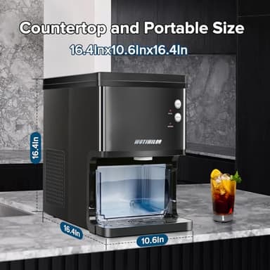 Nugget Ice Maker Countertop, Pebble Ice Maker Machine Pellet Sonic Ice Maker Dispenser Portable for Home/Kitchen/Office, Soft Chewable Ice, Making Ice in 6 Mins, 34Lbs/24H, Self-Cleaning, Ink Black - Image 7