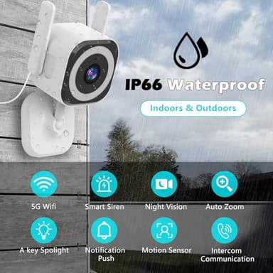 GUOANVISION 5G Outdoor/Indoor Security Camera,3MP Baby Monitor Cameras for Bedroom/Elder/Dog/Pet Camera,IP66 Waterproof,Night Vision, Motion Detection, Alarm Siren, Two-Way Talk, SD/Cloud -2Pack - Image 6