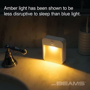 Beams MB720A 20 Lumen Amber LED Sleep Friendly Wireless Battery Powered Motion Sensing Nightlight, 3-Pack, White - Image 4