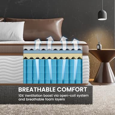 BedStory Firm King Mattress for Couples - 14 Inch Hybrid Mattress with Quiet Motion Isolation, Extra Spinal Support and Back Pain Relief - 800+ Pocket Springs, CertiPUR-US Certified - Image 6