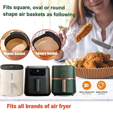 Ninja Power XL Gourmia Air Fryer Disposable Paper Liners - 200pcs, 9 Inch Round Parchment Liners for 4/5/6 qt Air Fryers, Baking Paper for Oven & Microwave - Image 5