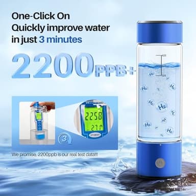 MOVOCA Upgrade Hydrogen Water Bottle, 3Min 2200PPB Rapid Hydrogen Water Generator -SPE PEM Tech, 14OZ Portable Hydro Water Machine, Health Care Gifts for Husband, Wife, Family, Friends, Travel - Image 2