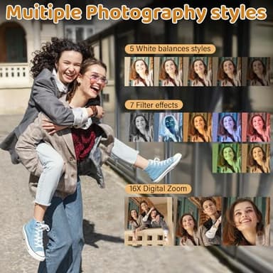 5K Digital Camera for Photography - WiFi 75MP Vlogging Cameras for YouTube - UHD Autofocus Video Camera 3" 180° Flip Screen with 18X Zoom - Compact Vlog Travel Camara with 32GB SD Card, 2 Batteries - Image 9