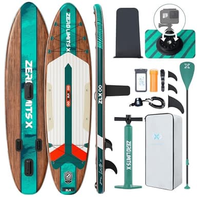 ZLX Inflatable Stand Up Paddle Board, 10'6" SUP Non-Slip Stable Deck Pad, Unique Center Fin, Premium Accessories, Portable Paddleboard for Adults, Beginners, All Skill Levels - Image 1