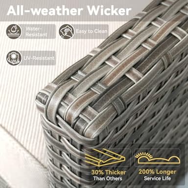 AMCLOBA Outdoor Patio Furniture Set-5 Pieces All-Weather Wicker Outdoor Furniture with Swivel Patio Chairs Outdoor Patio Conversation Sets for Garden Porch Deck Grey/Beige - Image 3