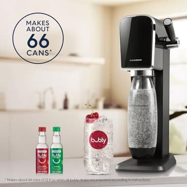 SodaStream - ART Sparkling Water Maker | VALUE BUNDLE | CQC CO2 system | Includes 2x CO2 Cylinders, 2x 32 Fl Oz Dishwasher Safe Bottles, 2x Bubly Flavor Drops | Combine with Pepsi Flavors | Black - Image 9