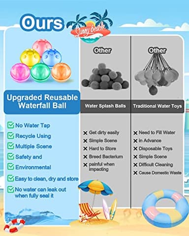 12 PCS Reusable Water Balloons for Kids Adults Outdoor Activities, Soft Silicone Water Splash Ball with Mesh Bag, Magnetic Water Ball for Kids Pool Beach Bath Toys Summer Fun Party Supplies - Image 4