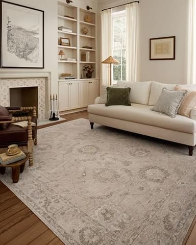 Loloi Chris Loves Julia Louisa Collection LOI-02 Oatmeal/Slate 9'-6" x 13'-1", .38" Pile Height, Area Rug - Image 1