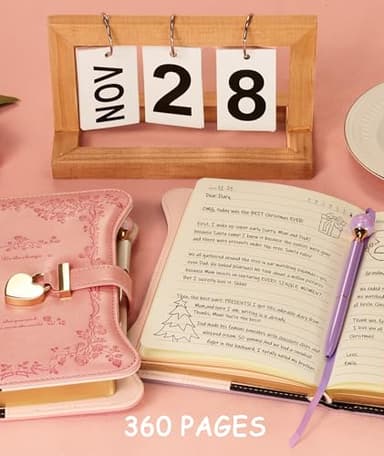 Hoci Poci Diary with Lock and Keys for Girls Gift Ideas, 360 Gold Edged Pages Journal for Women, B6 Refillable Notebook for Writing with Pen and Bookmark (Garden Pink) - Image 5