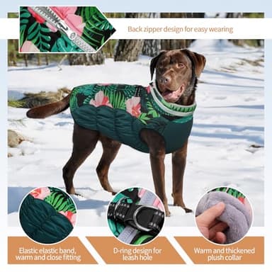 OUOBOB Dog Jackets for Large Dogs, Large Dog Winter Coat, Pet Cold Weather Coats, XXXL Pet Jacket with D-Ring, Waterproof Coat with Back Zipper,Snowsuit Labrador German Shepherd Doberman,XXXL - Image 2