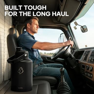 BUZIO 1 Gallon Water Bottle Insulated, (Cold for 48 Hrs) 3.58in Big Wide Mouth Leak Proof, 128oz Large Water Jug Stainless Steel Metal Flask with Handle for Camping,Outdoor Work,Travel,Hiking, Black - Image 5