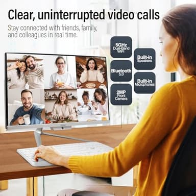 23.8" Full HD All-in-One Desktop Computer - 16GB RAM, 512GB SSD, Intel 13th Gen, Windows 11, Dual-Band WiFi, HDMI, USB 3.0, FHD IPS Display - AIO PC with Wireless Keyboard, Mouse, 2MP Camera - Image 5