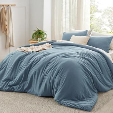 Bedsure Super King Size Comforter Set, Grayish Blue Soft Prewashed Bedding for All Seasons, 3 Pieces GentleSoft™ Bed Set, 1 Lightweight Comforter (120"x120") and 2 Pillowcases (20"x36") - Image 1