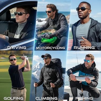 ATTCL Polarized Sunglasses for Men Sports: UV Protection Anti-Glare Wrap-Around Lightweight Metal Sun Glasses Driving Fishing Golf Running 8177 black-blue - Image 3