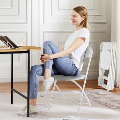 Sweetcrispy Folding Chair 10 Pack, Plastic Foldable Chairs with 330-Pound Capacity, Sturdy Metal Portable Chair, Easy to Use and Store, Outdoor and Indoor, for Home, Office, Party, Comfy, White - Image 4