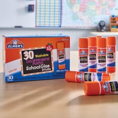 Elmer’s Disappearing Purple School Glue Sticks, Washable, 7g, 30 Count - Bulk Pack for Classrooms, 1 Teacher Brand - Image 4
