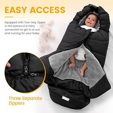 Orzbow Warm Bunting Bag Universal, Stroller Sleeping Bag Cold Weather, Waterproof Toddler Footmuff (Black, Large) - Image 4