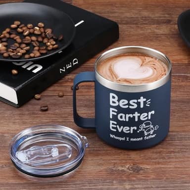 HECOMTRS Dad Gift for Fathers Day, Funny Dad Mug Father Day Gifts, Best Dad Ever Mugs with Hilarious Pattern, Gift for Daddy from Daughter Funny Papa Gifts Birthday Christmas-14oz (Navy Blue) - Image 6