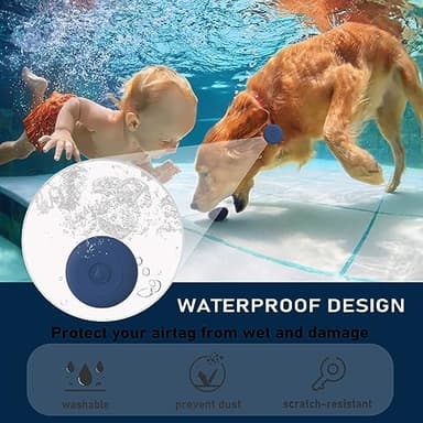 Airtag Dog Collar Holder Waterproof, Hidden Silicone Airtag Case for Pet Cat GPS Tracker, Anti-Lost Waterproof Airtag Holders Compatible with Apple AirTag for Dog Cat Collar (Navy) - Image 2
